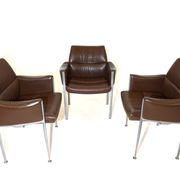 Röder Söhne Set of 3 leather office/dining room chairs by Miller Borgsen