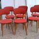 Lot de 6 chaises skai vintage rouge