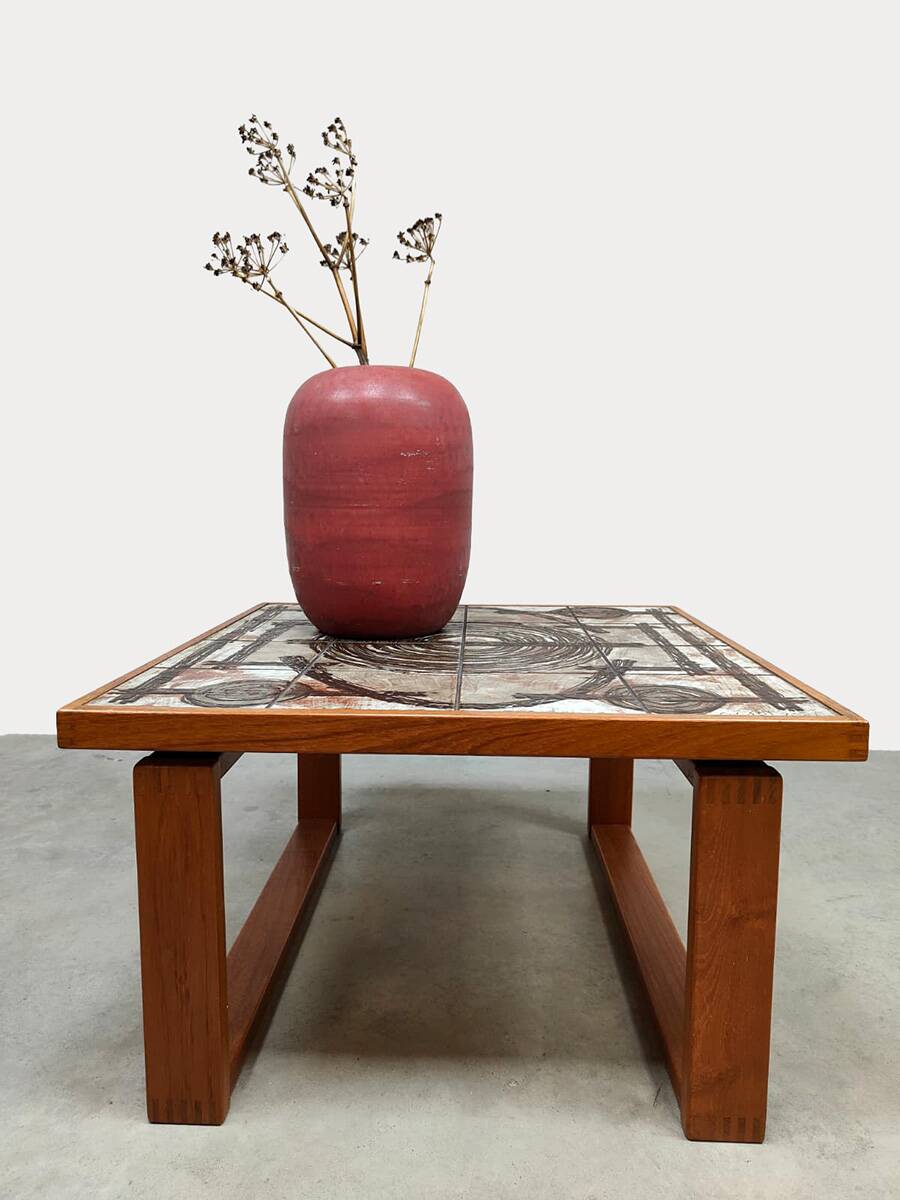 Vintage Danish ceramic teak side table Ox-Art Trioh 'Square'