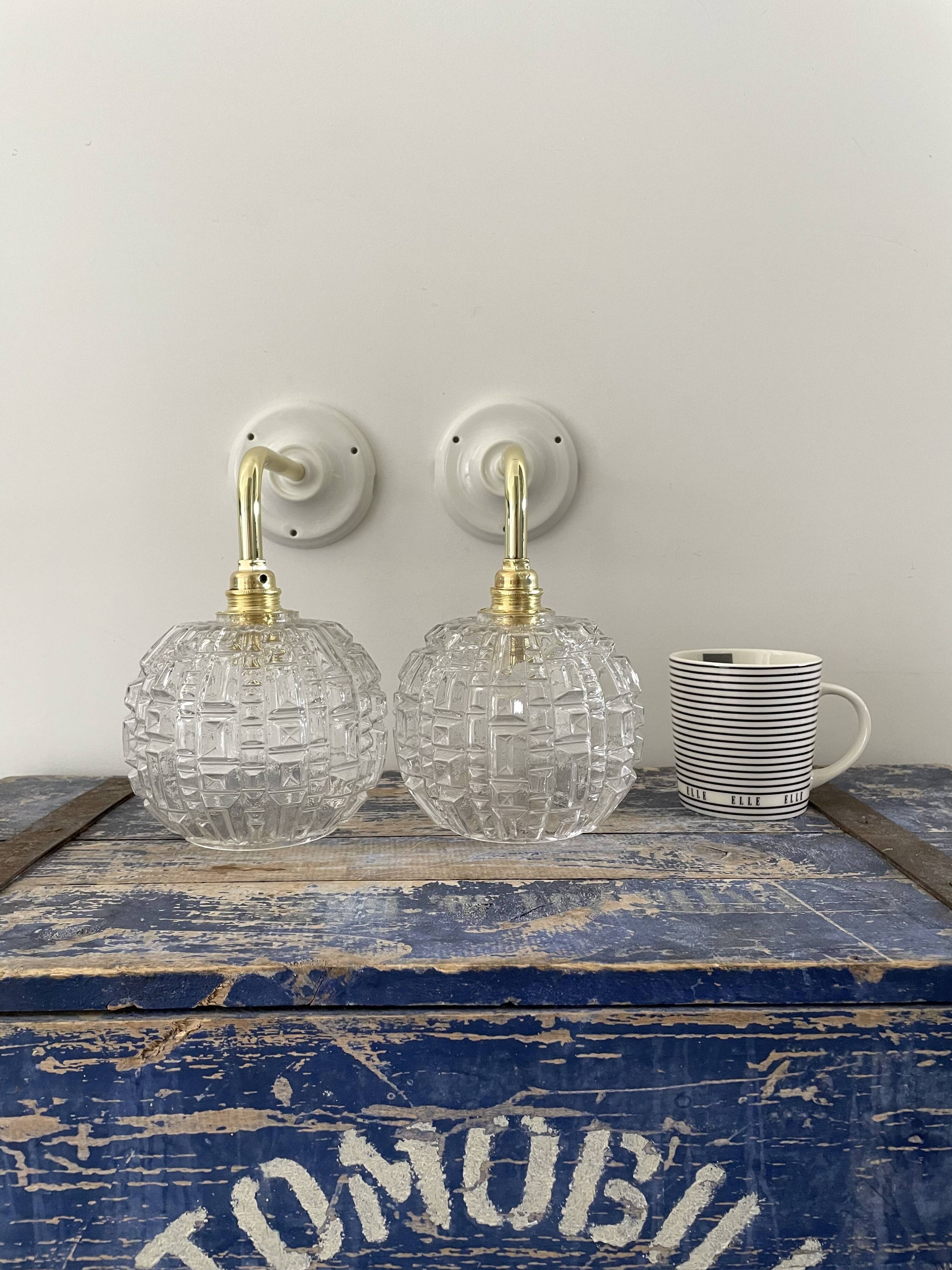 Pair of vintage wall sconces globes