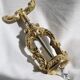 French ornate brass corkscrew wine opener