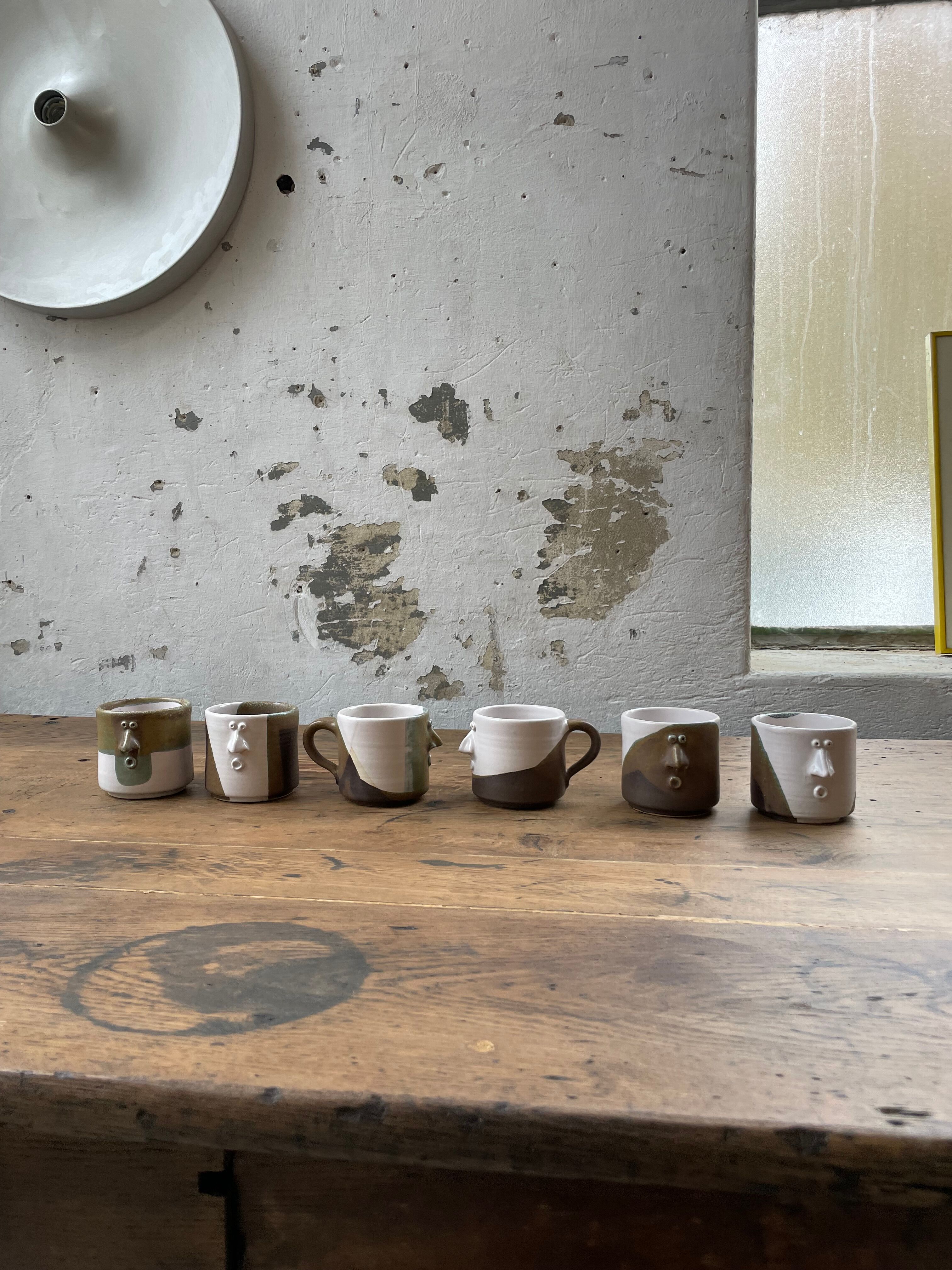 Anthropomorphic ceramic teapot, cups and bowl set