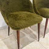 Vintage chairs - Retro chic design - Moss green fur