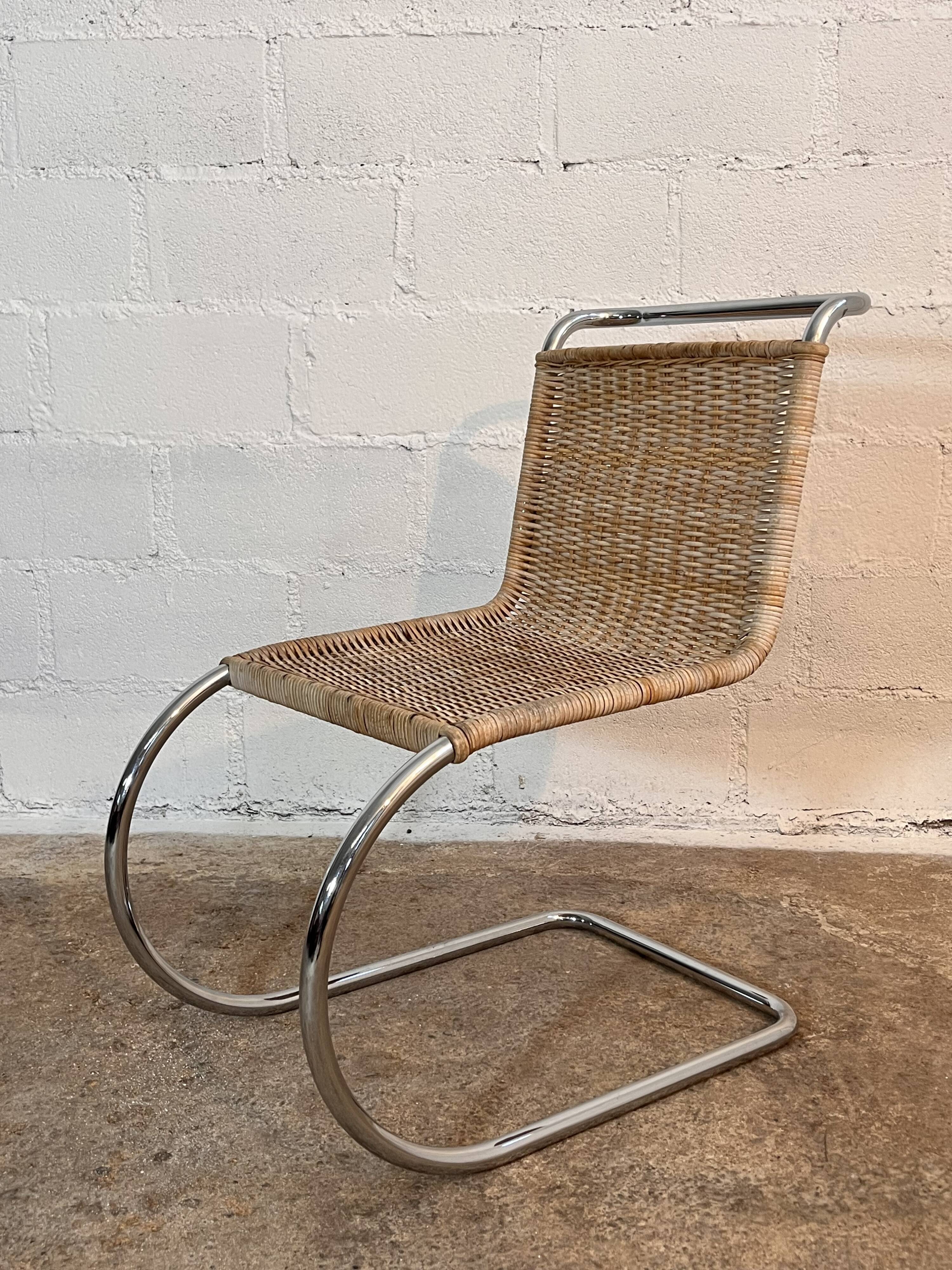 Set of 4 mr10 rattan chairs by mies van der rohe