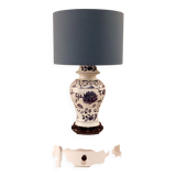 Hand-painted blue and white Paris porcelain lamp, circa 1980