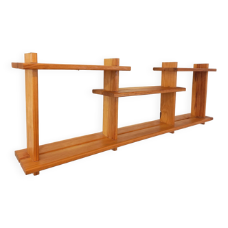 Vintage pine wall shelf in Maison Regain style from the 80s