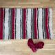 Set of two Romanian wool fluffy rugs with stripes made by hand