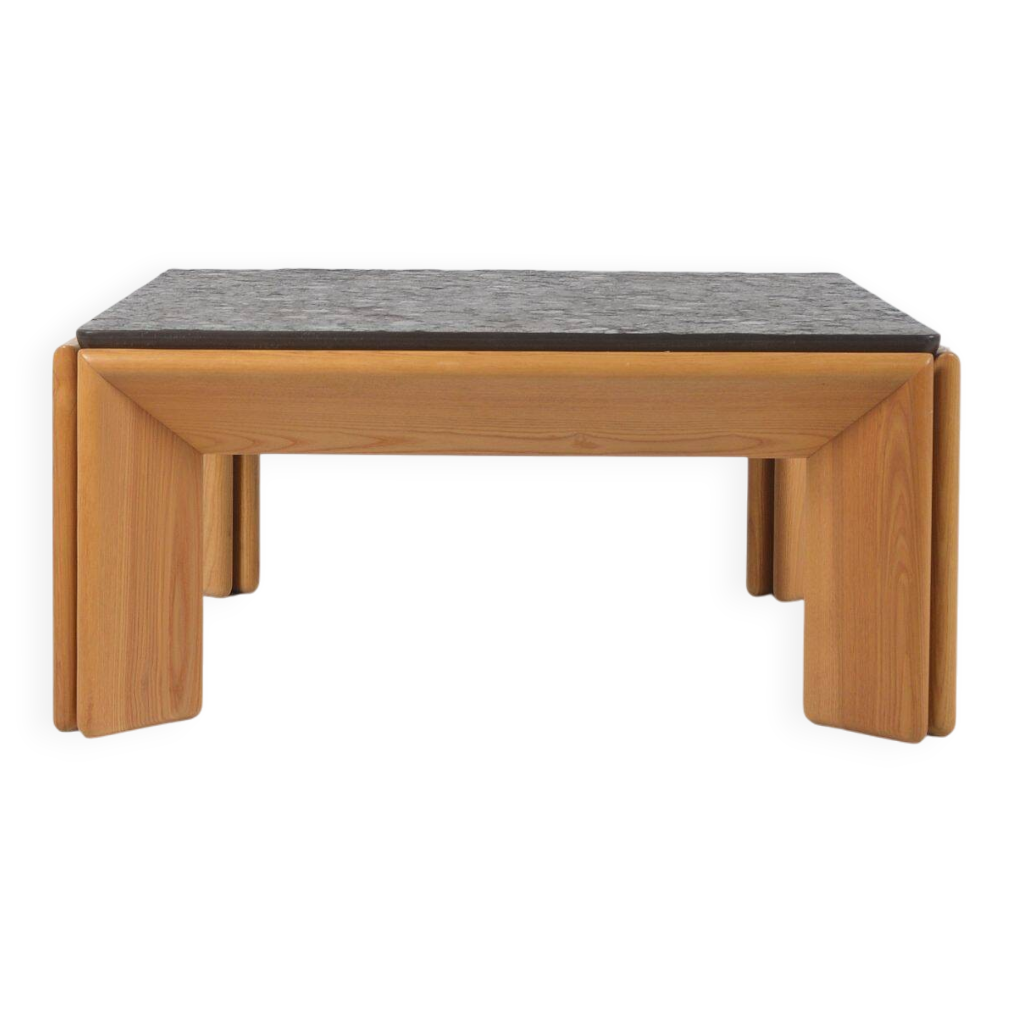 Brutalist coffee table with natural stone top, 1970s