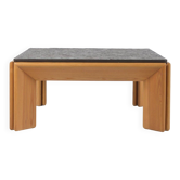 Brutalist coffee table with natural stone top, 1970s