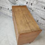 Vintage wood and rattan chest of drawers