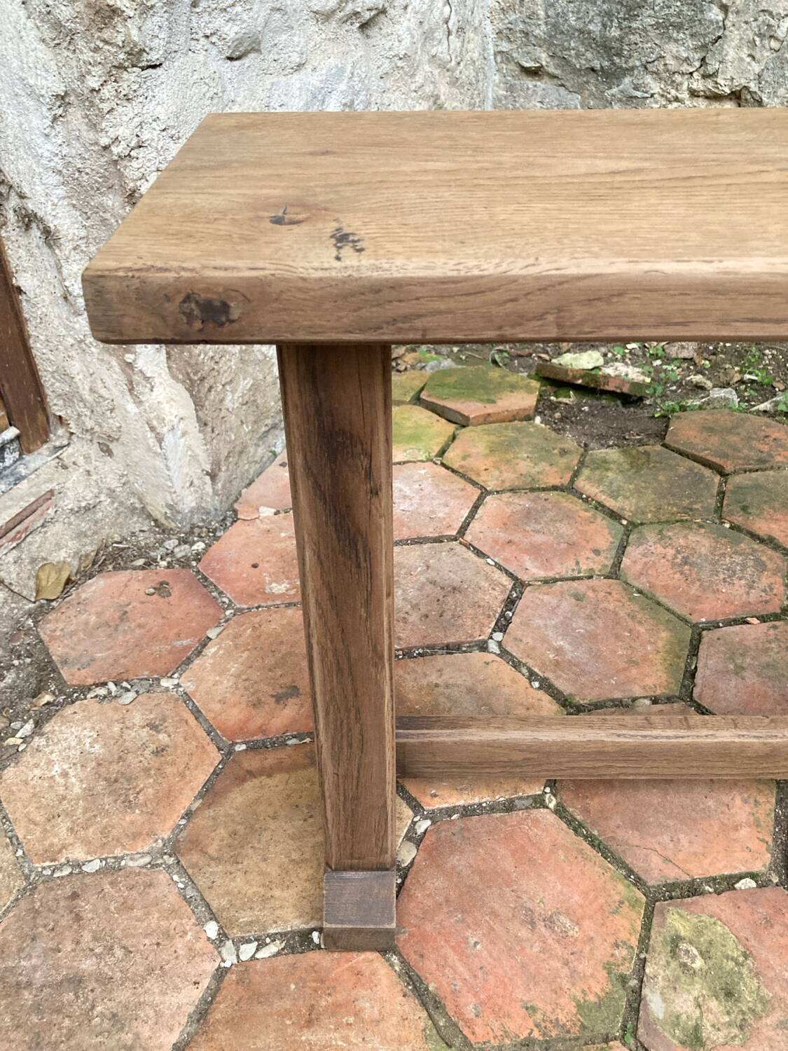 Pair of antique solid oak benches