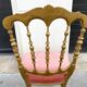 chaise Napoléon III en bois doré et velours rose, chaise ancienne Chiavari en bois
