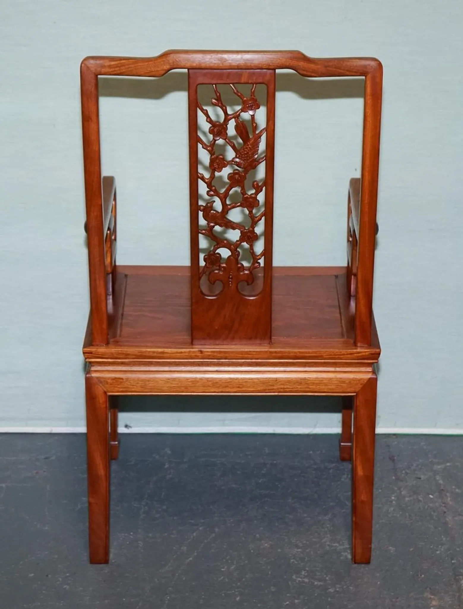 Vintage Oriental Armchair in Carved Teak, China