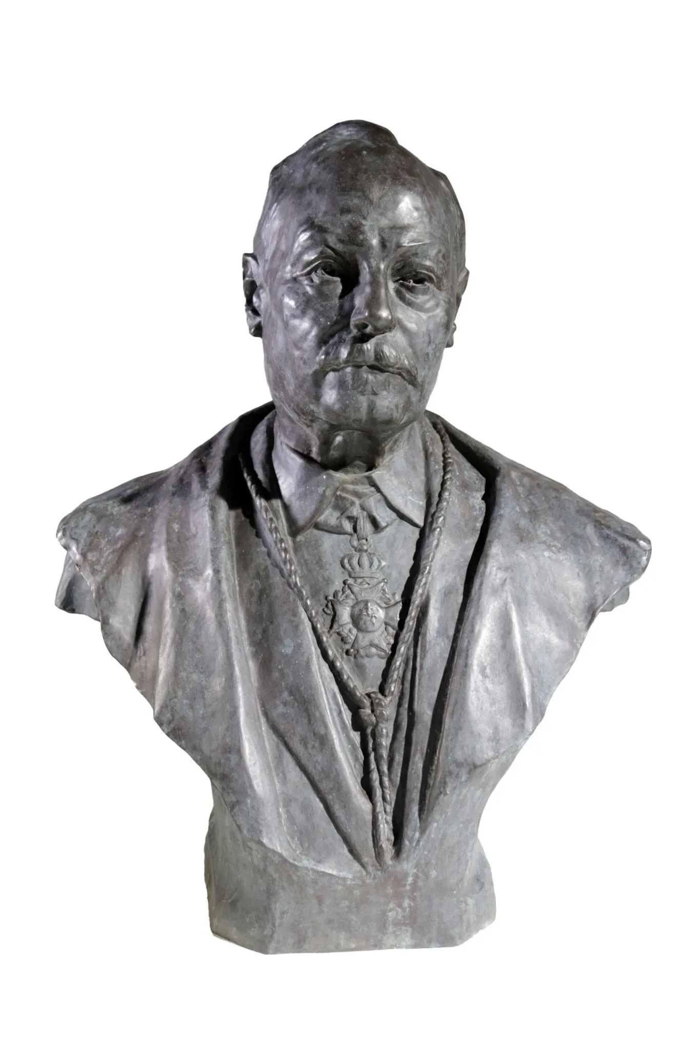 Bronze bust of a gentleman with knighthood order – Frantz Vermeylen, 1921