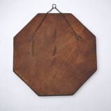 Miroir octogonal antique Arts & Crafts en laiton gaufré à fleurs des années 1920