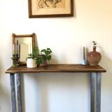 Console in solid acacia and steel legs