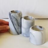 Set of 3 marble candle holders
