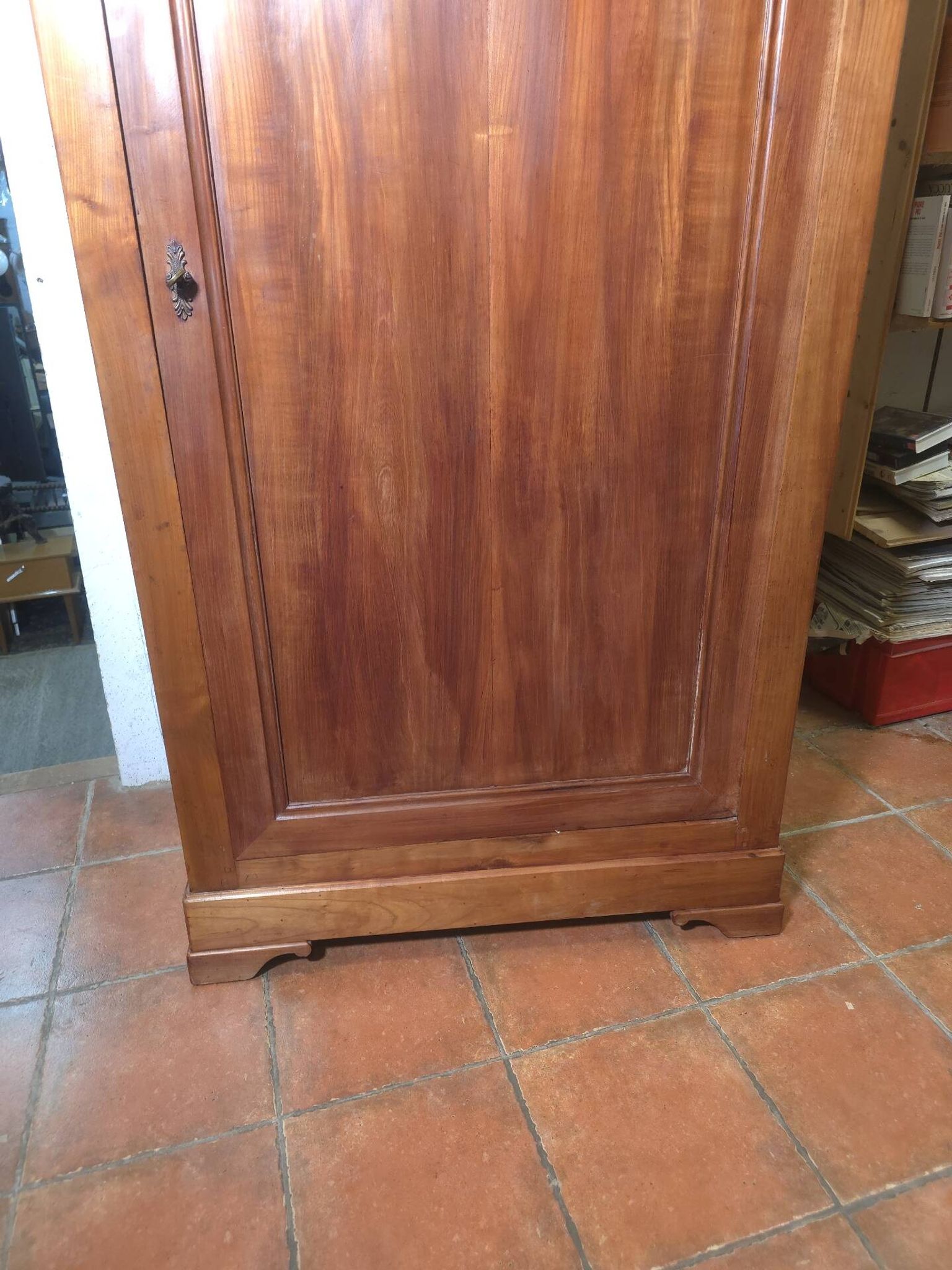 Louis Philippe style solid cherry wood bonnetière wardrobe