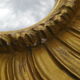 Old mirror sun domed golden wood "witch's eye"