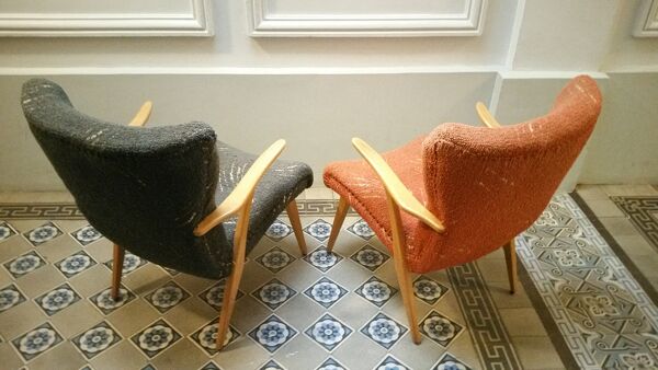 Fauteuils Zig Zag scandinaves années 50 60