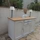 Vintage sideboard in pearl grey patinated oak, wooden top.
