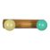 Vintage wall coat rack with 2 yellow and green balls.