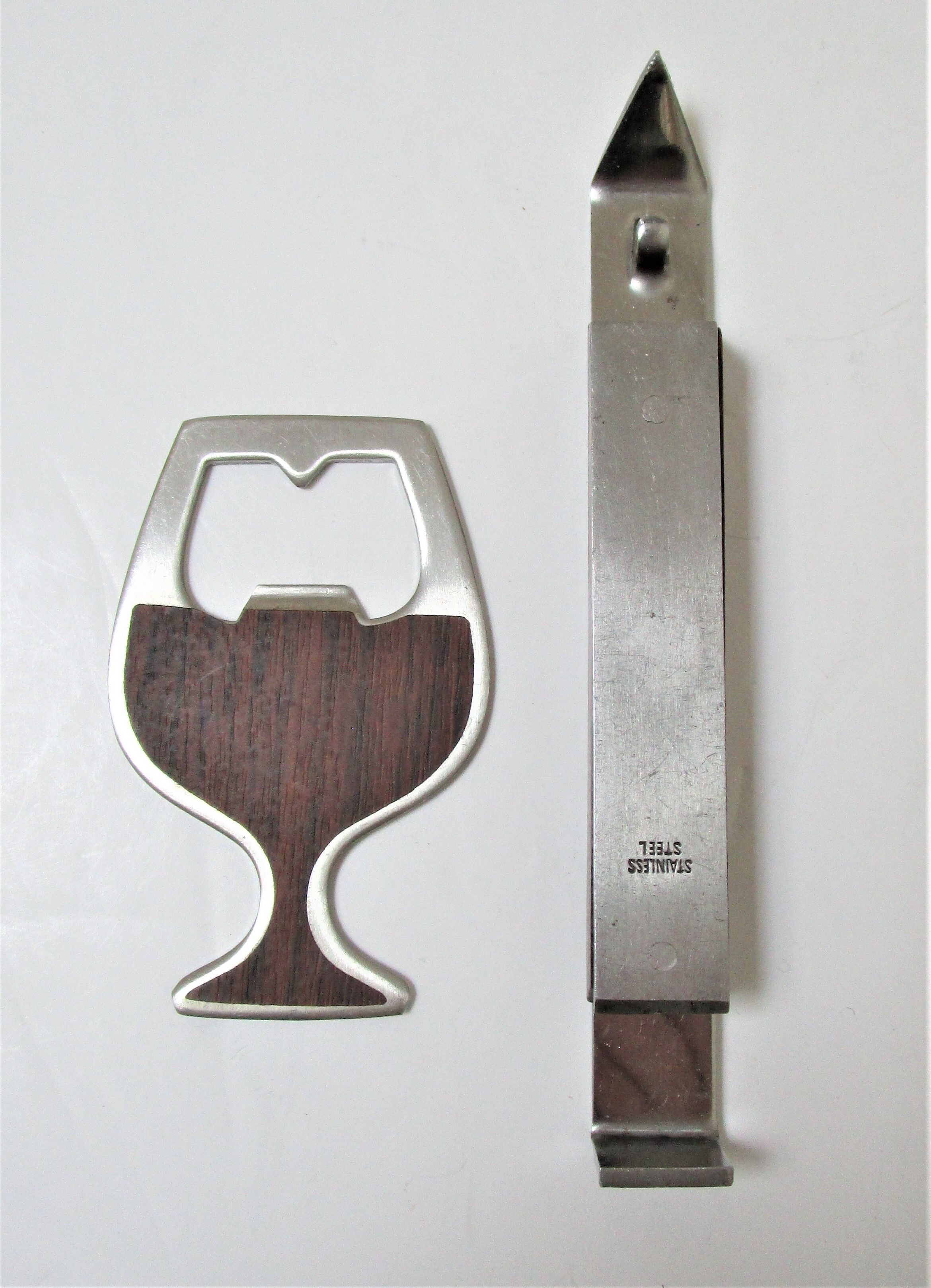 Two bottle opener rosewood steel vintage design