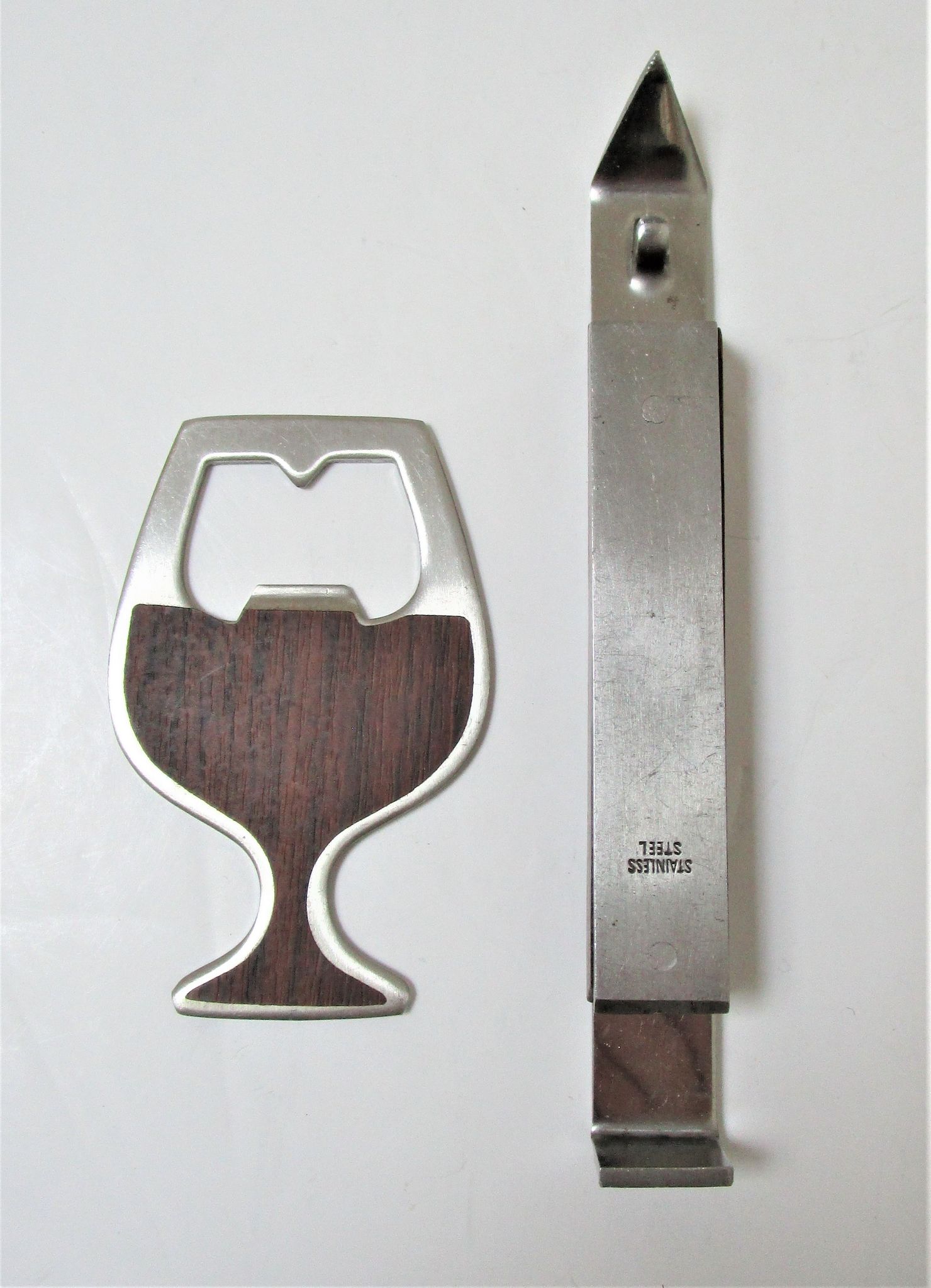 Two bottle opener rosewood steel vintage design