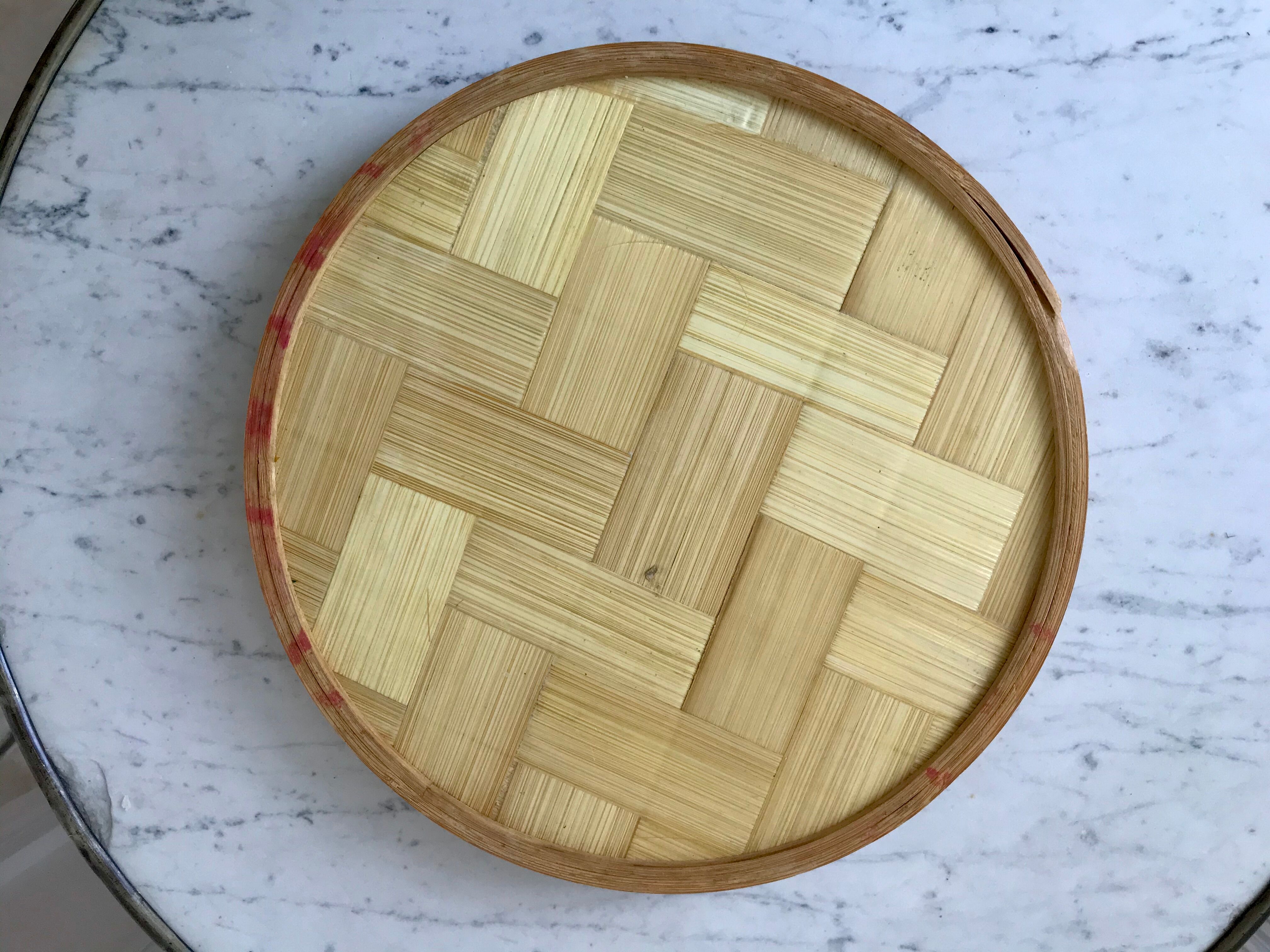 Rattan and butterfly tray in taxyderma 60s-70s