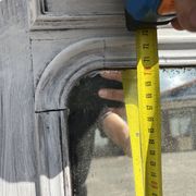 Large decorative mirror in carved wood with shabby patina