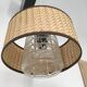 Vintage hanging lamp glass globe and raffia lampshade