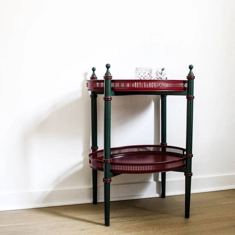 Wooden serving trolley with removable trays