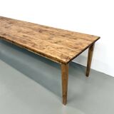 Large XXL farmhouse table in solid pine with 1950s tapered legs.