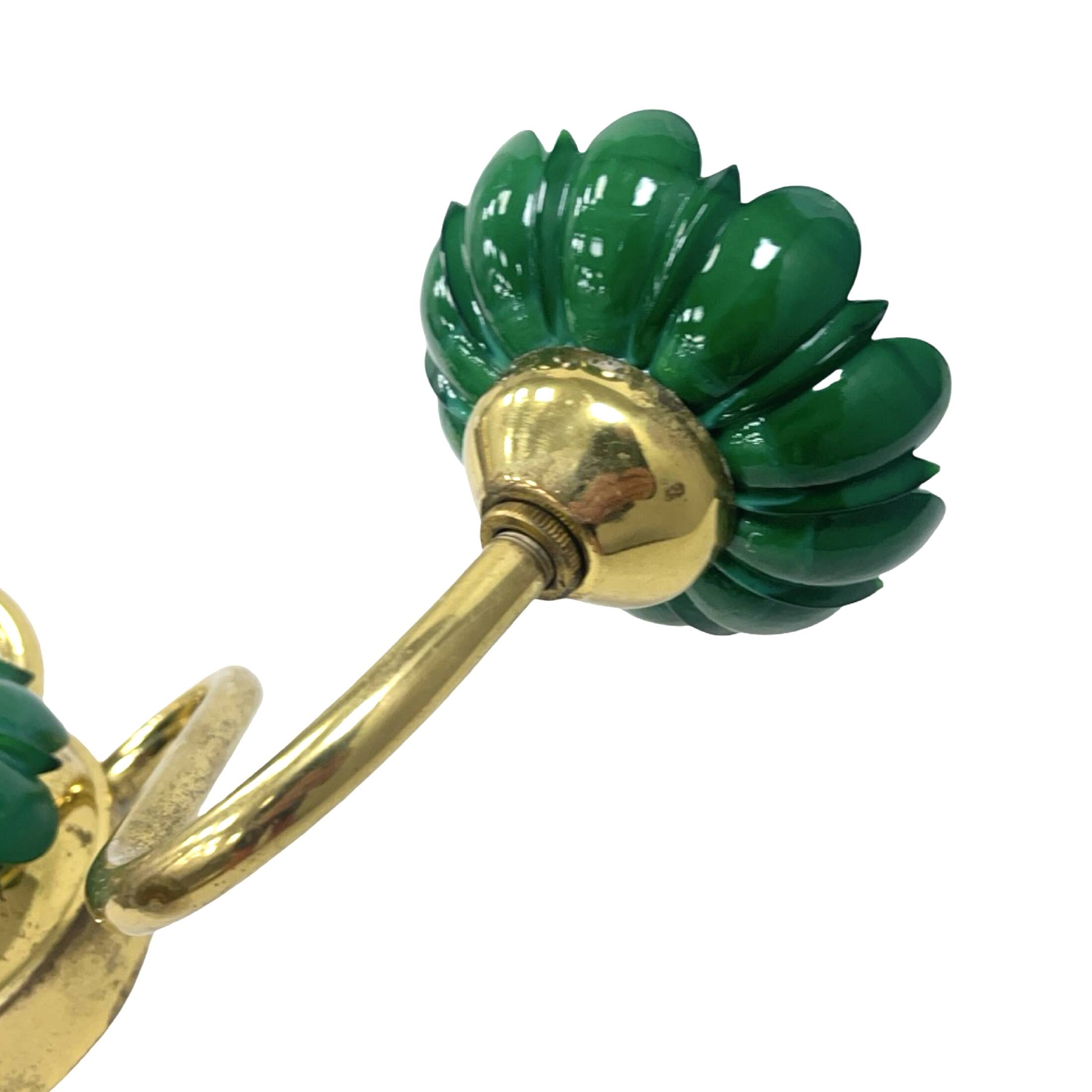 Preciosa double wall lamp | czechoslovakia 1980s | malachite glass | brass