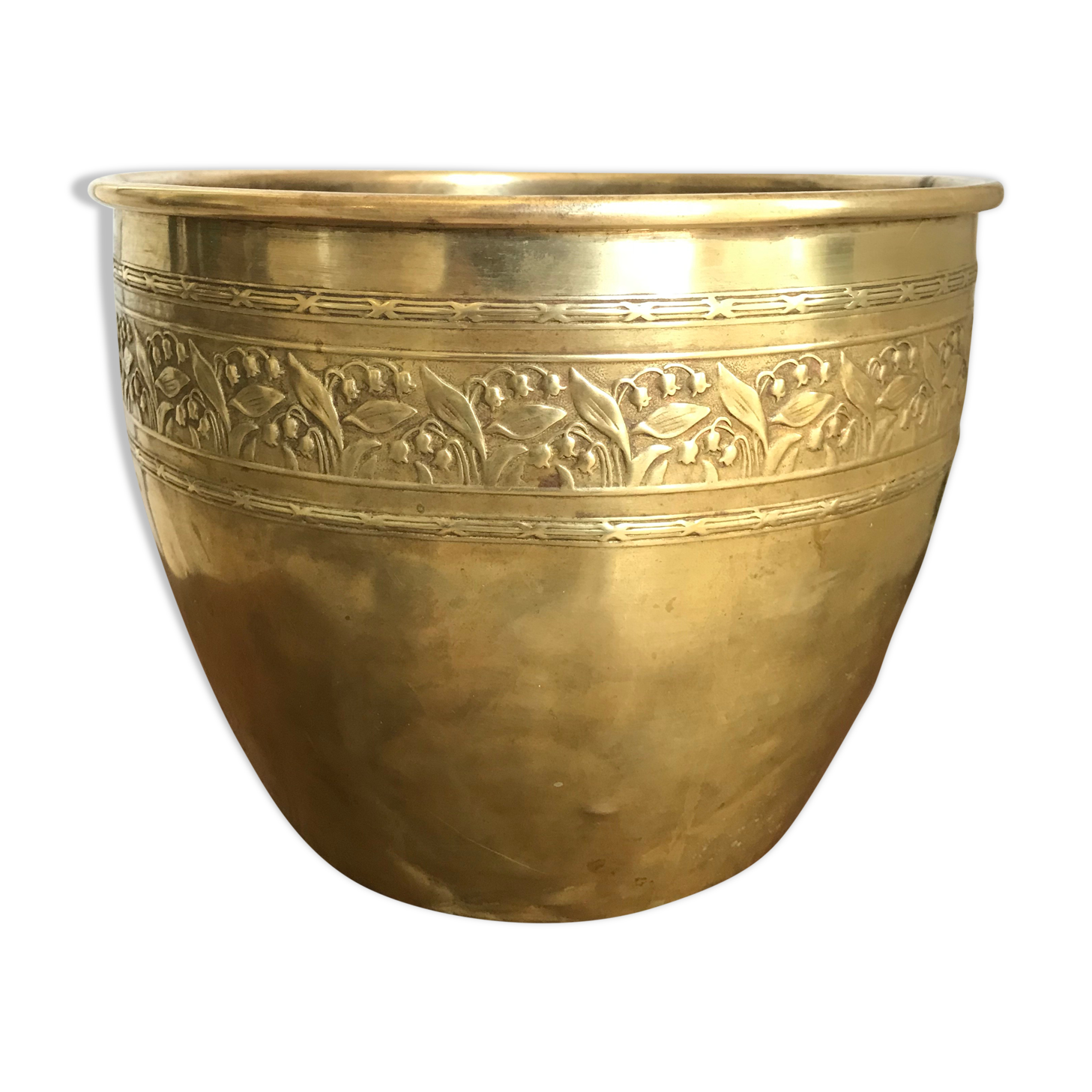 Early 20th century brass pot cover