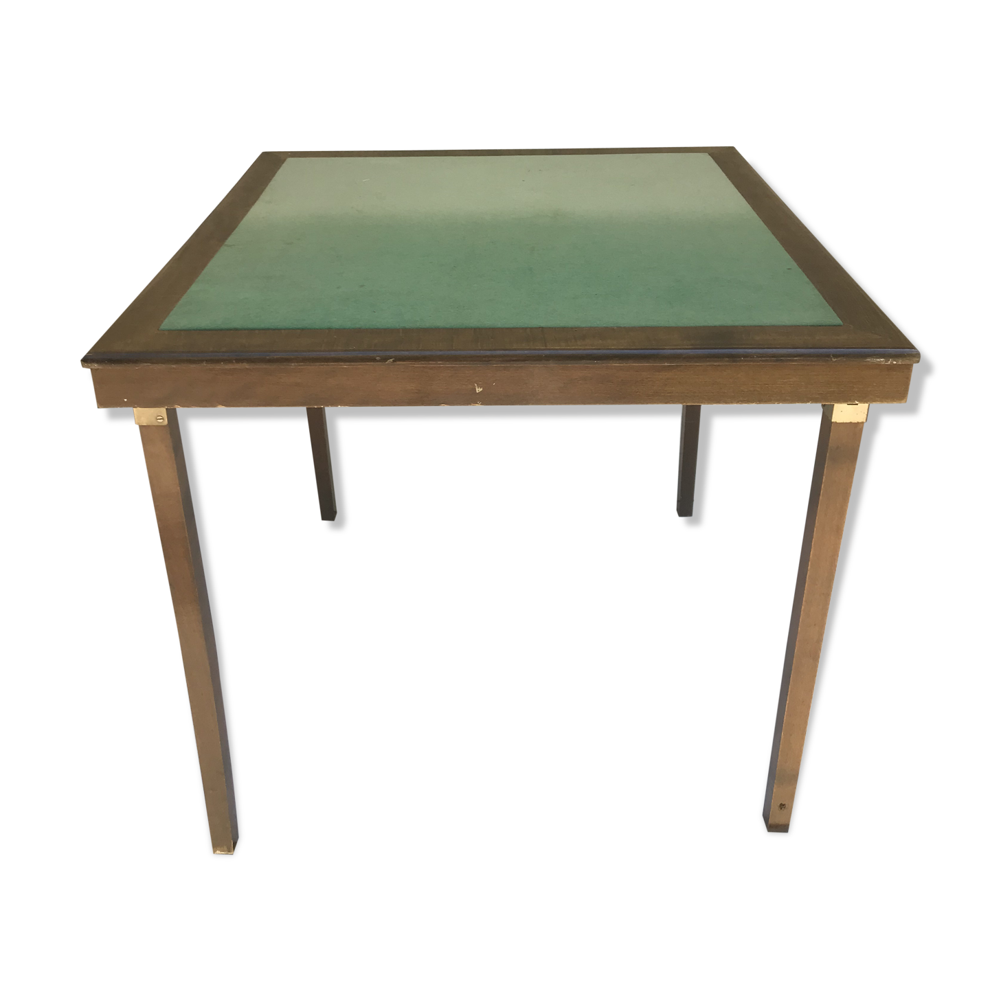 Ancienne table a jeu pliante marque meblutil et son plateau en feutrine verte vintage