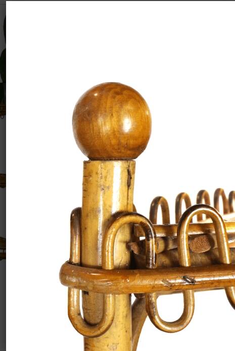 Étagère d'angle sur pied en bambou et rotin