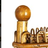 Étagère d'angle sur pied en bambou et rotin