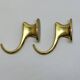 Gold-Colored Anodized Aluminum Coat Hooks, 1950s, Set of 2
