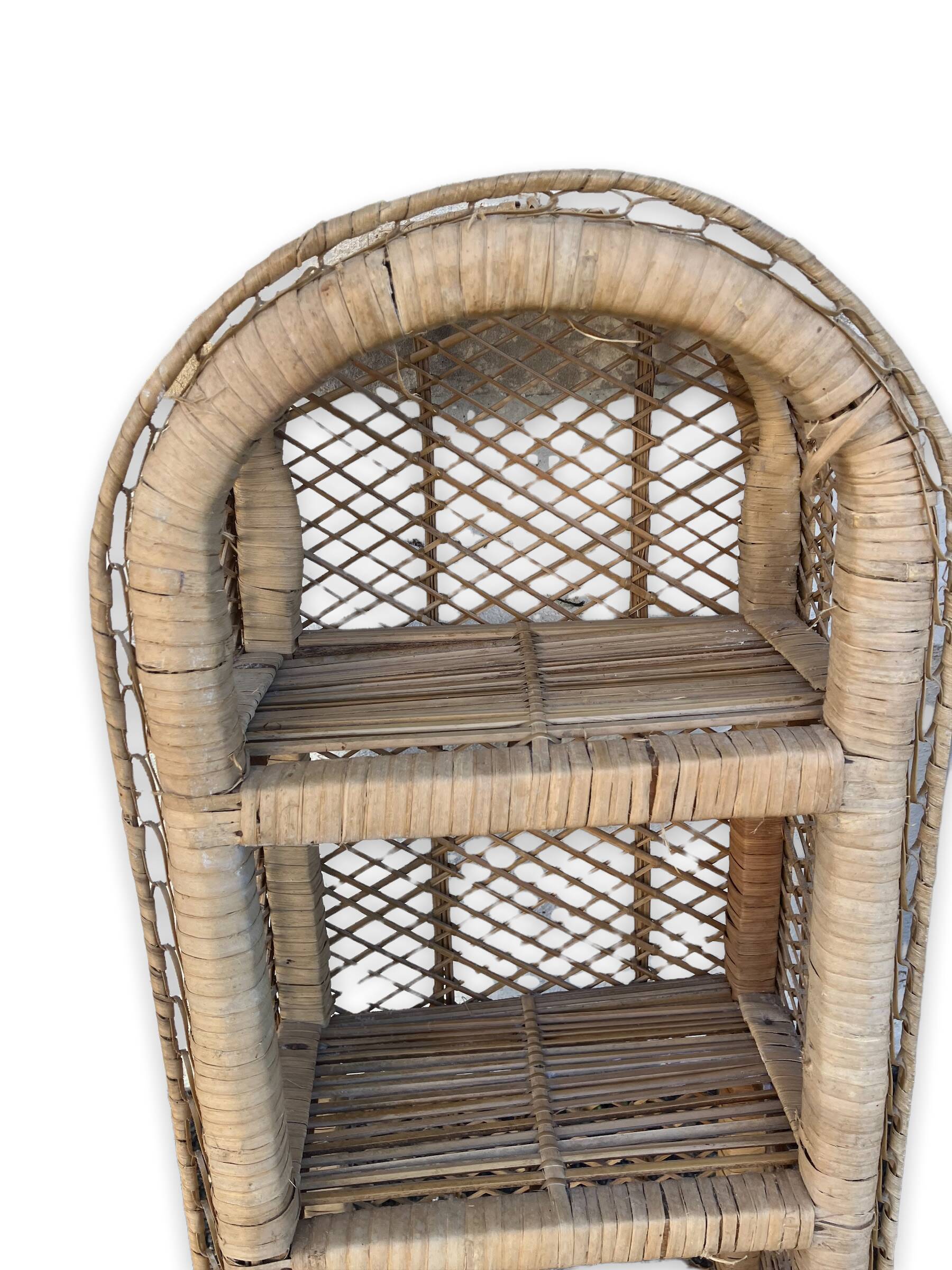 Pair of braided wicker shelves