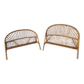 Lit, tête et pied ou banquette en rotin vintage
