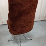 Set of 6 chrome velvet bucket chairs from the 70s