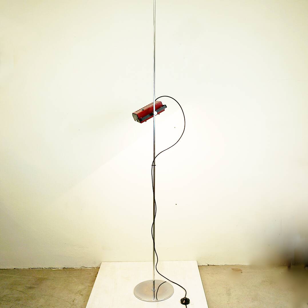 Red Italian Space Age Adjustable Spot Floor Lamp