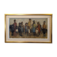 Mid-Century Modern Swedish "Assemble", Vintage Figurative Oil Painting, Framed