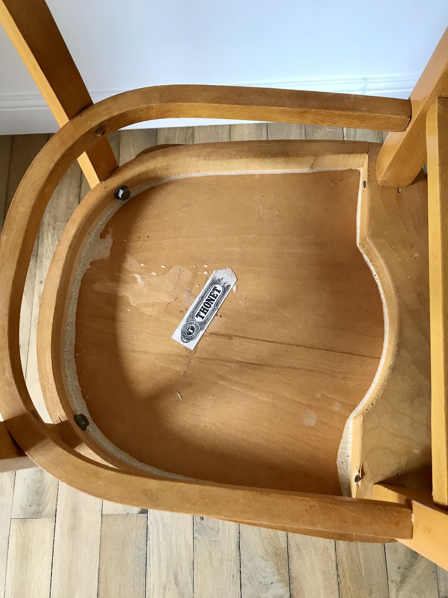 set of 4 Thonet bistro chairs in curved wood honey Mid-Century 50s