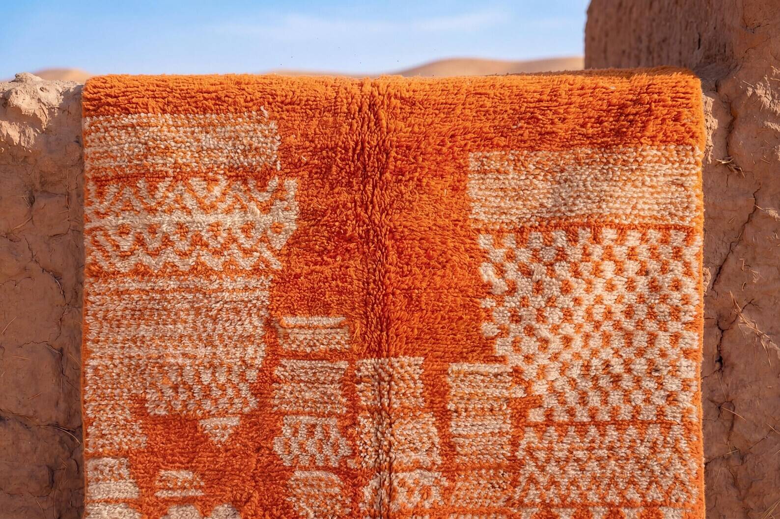 Luxury orange rug artisanal 200cm × 300cm