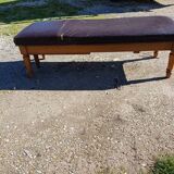 Doctor's bench oak and leather 19th