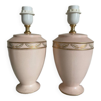 Pair of pale pink and gold lamp bases - Robert de Schuytener