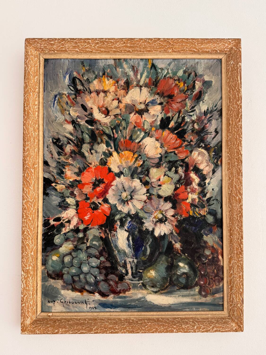 Still life painting signed Auguste Jean Gribouval (19th / 20th century)