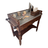Meuble table de toilette ancien en acajou et marbre